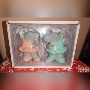 Peppermint & Pine Nutcracker Hippo Ballerinas Ceramic Salt & Pepper Shakers New